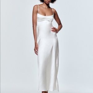 Zara Satin Effect Cut Out Dress White Midi Dress *sold out at zara*